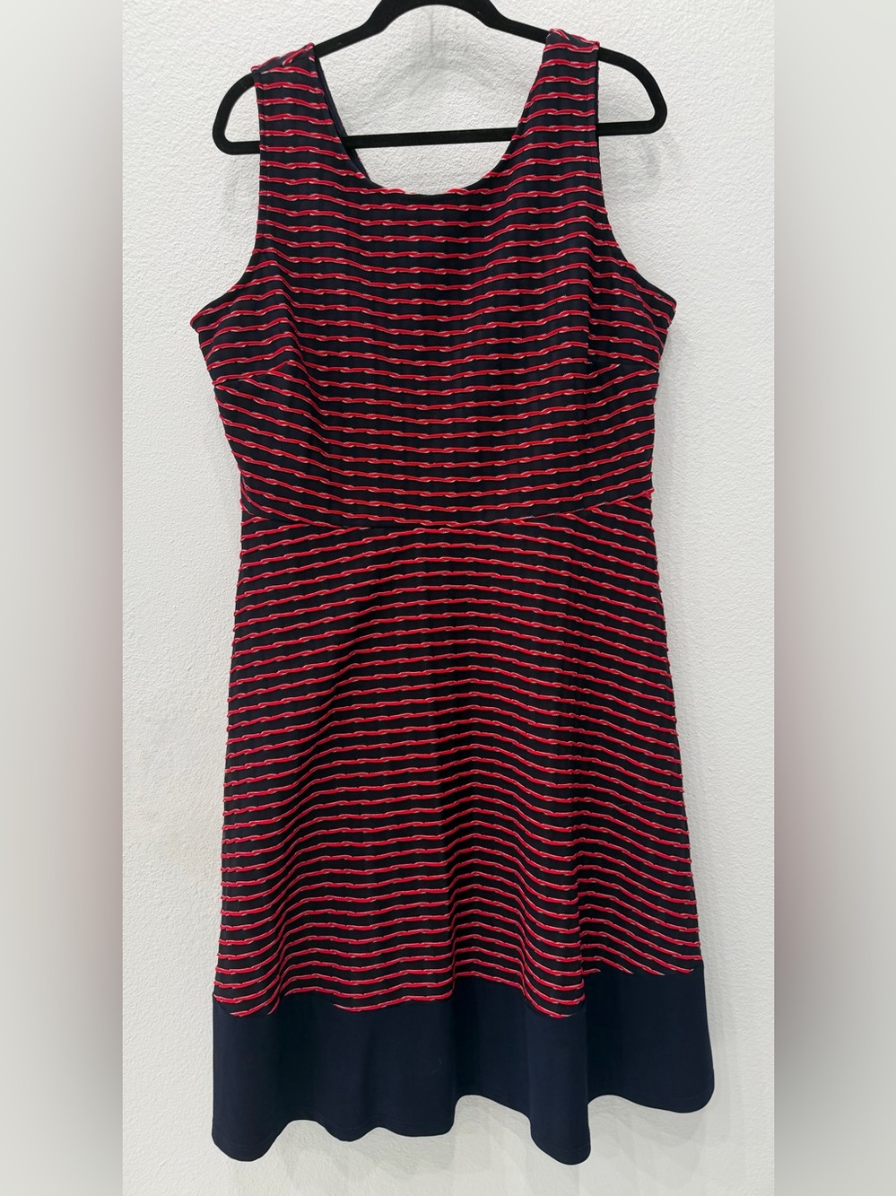 Gilli Navy and Red Striped Midi Dress